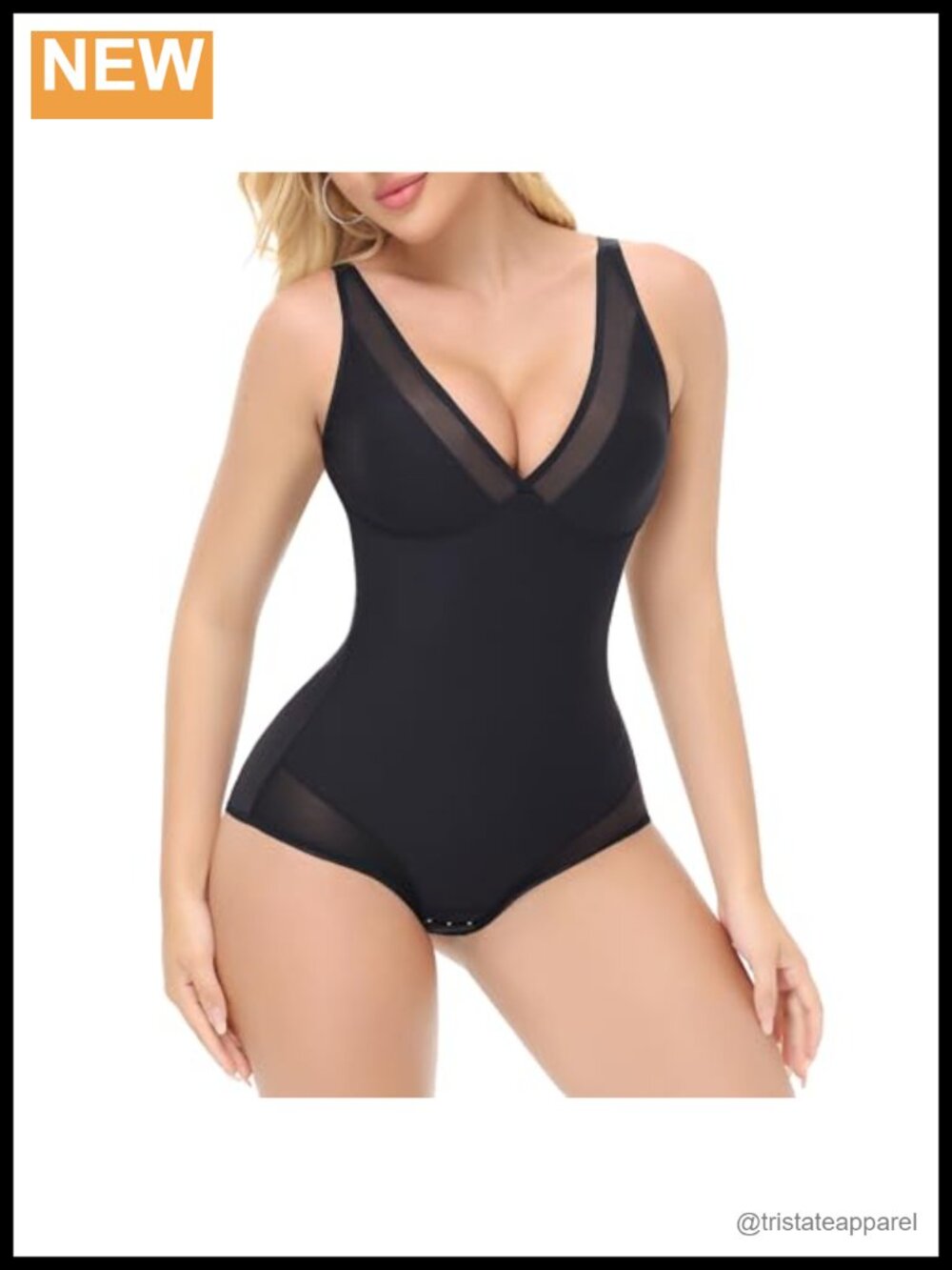 SHAPESHE Mesh Sheer Shapewear Bodysuit Seamless Tummy Control